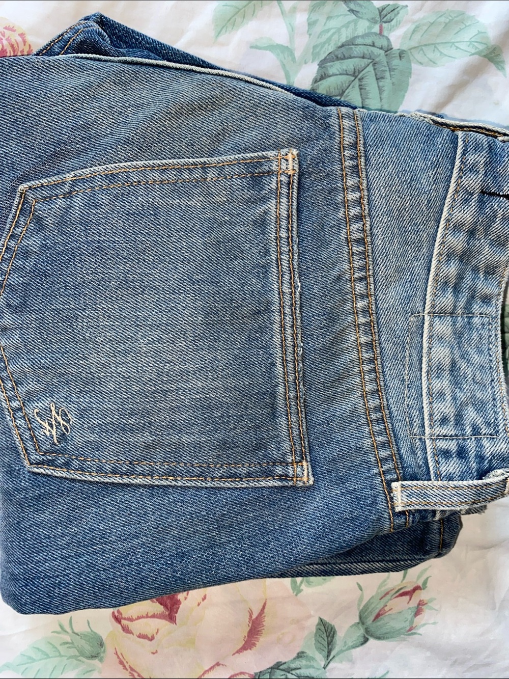 Lovers + Friends Faded Blue Button-Fly Denim Jeans